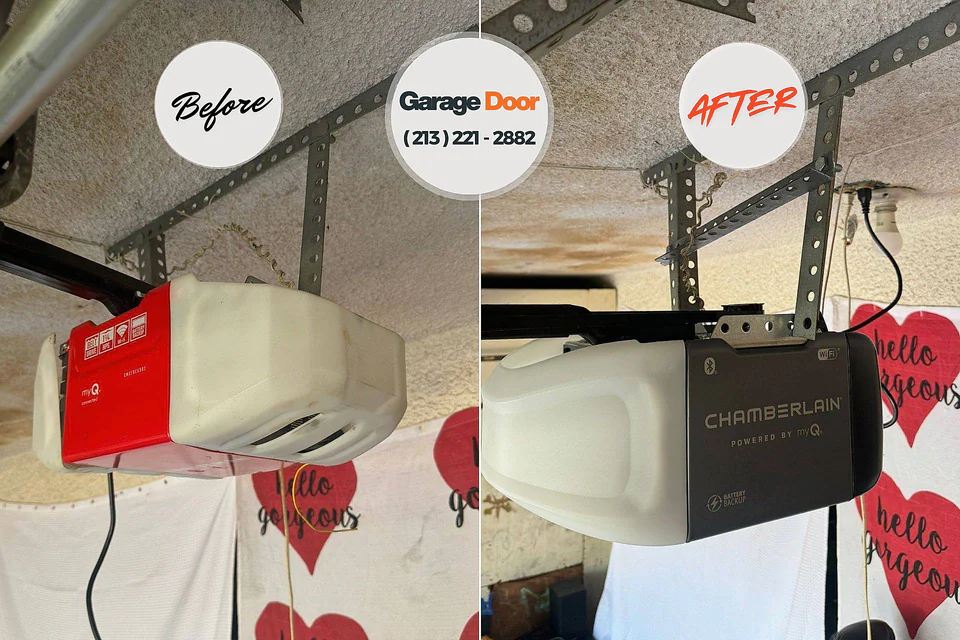 Before and after: garage door repair Rossmoor, NJ